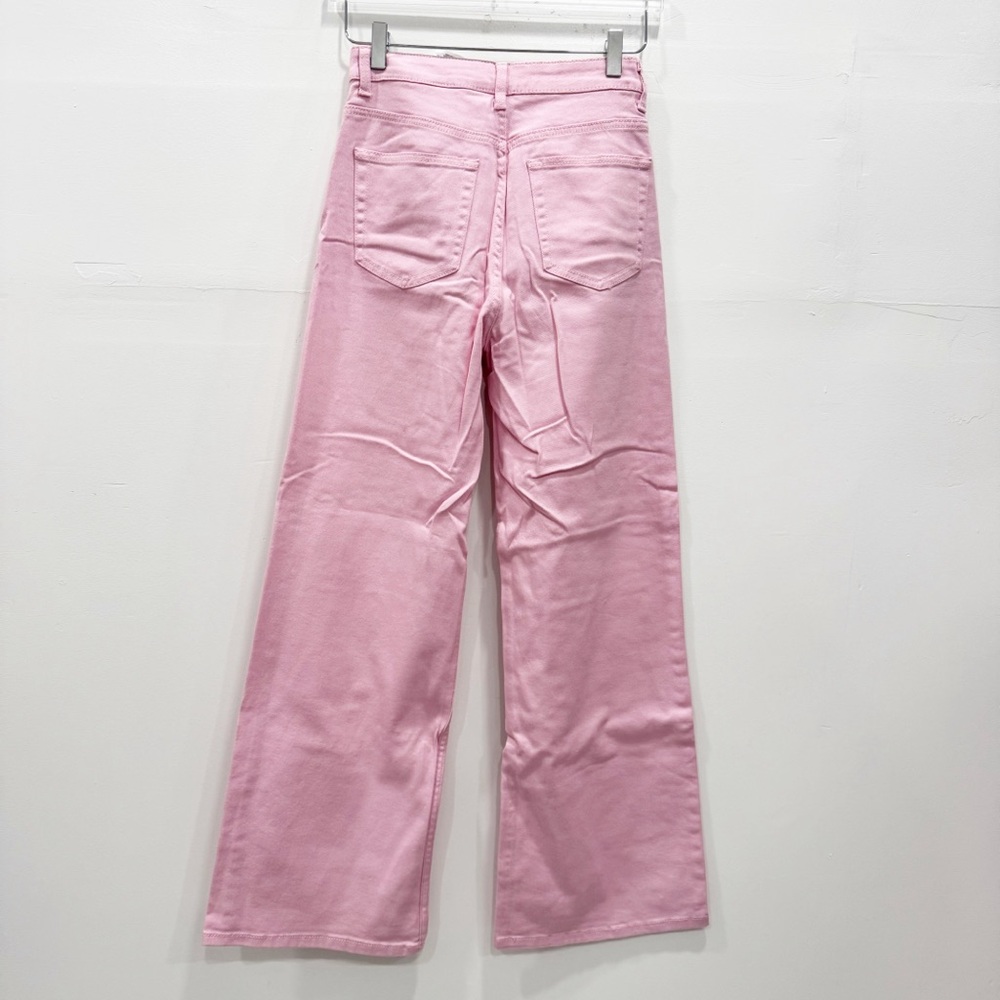 H&M High Rise Wide Leg Pink Jeans Size 4 Cotton Blend - Picture 5 of 6